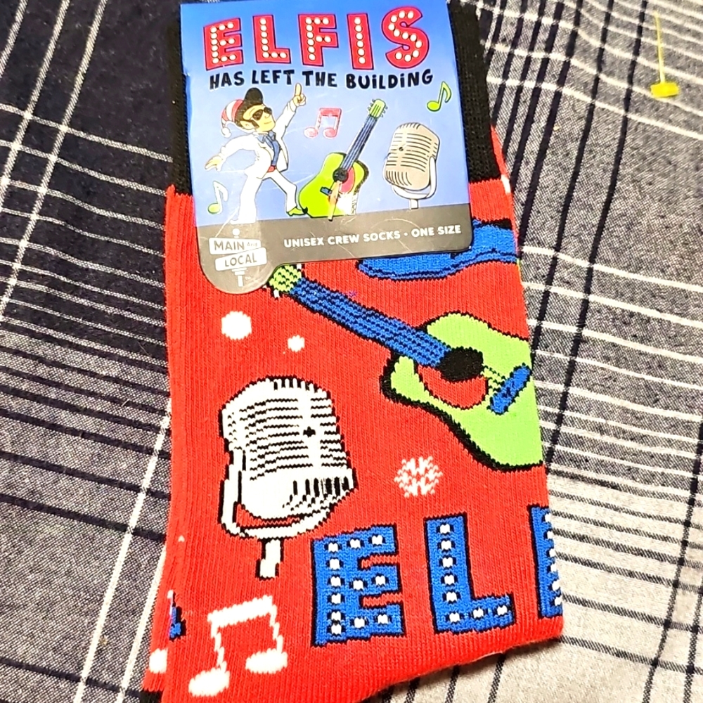 Elfis Has Left the Building Unisex Crew Socks Adult One Size - NEW